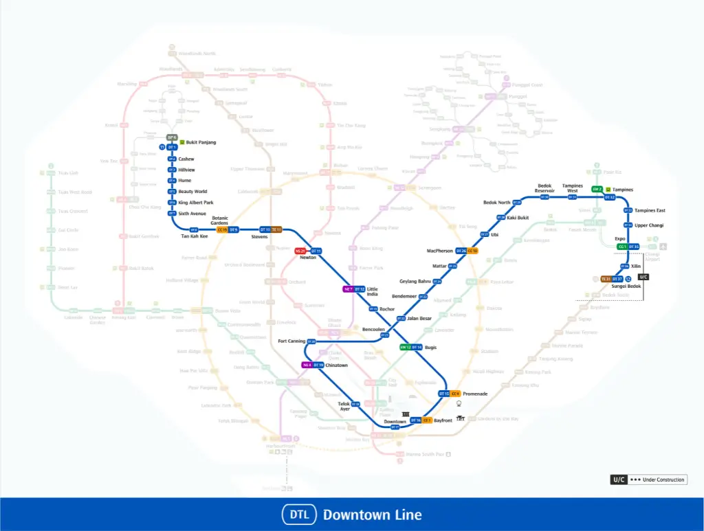 Downtown Line MRT Map