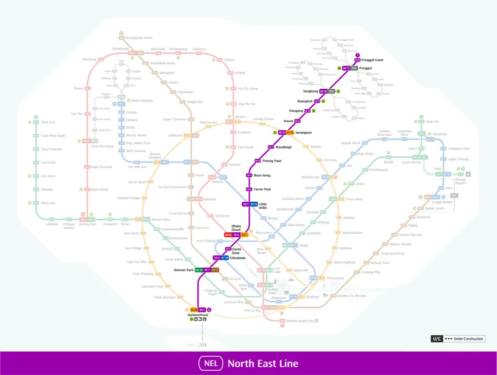 North-East Line MRT Map Singapore 2025